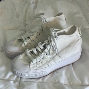 Adidas Nizza Mid Platform sneakers size 7 1/2 white